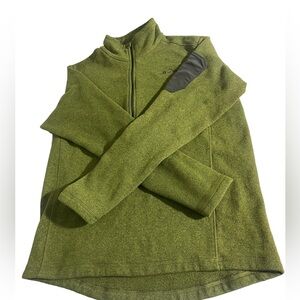 Eddie Bauer Sweater Mens Small Green Quarter Zip Fleece Knit Sweatshirt Outdoor